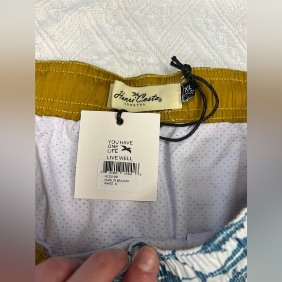 Henri Costa “Marlin Brando” Swim Shorts in White and Blue, Size XL, BNWT - Picture 5 of 7